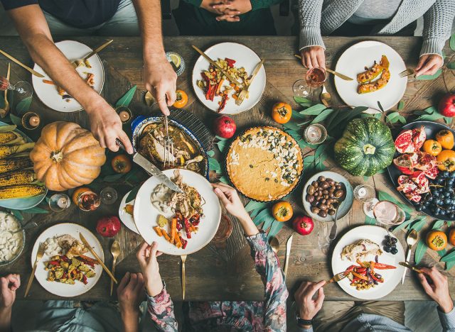 family eating thanksgiving meal