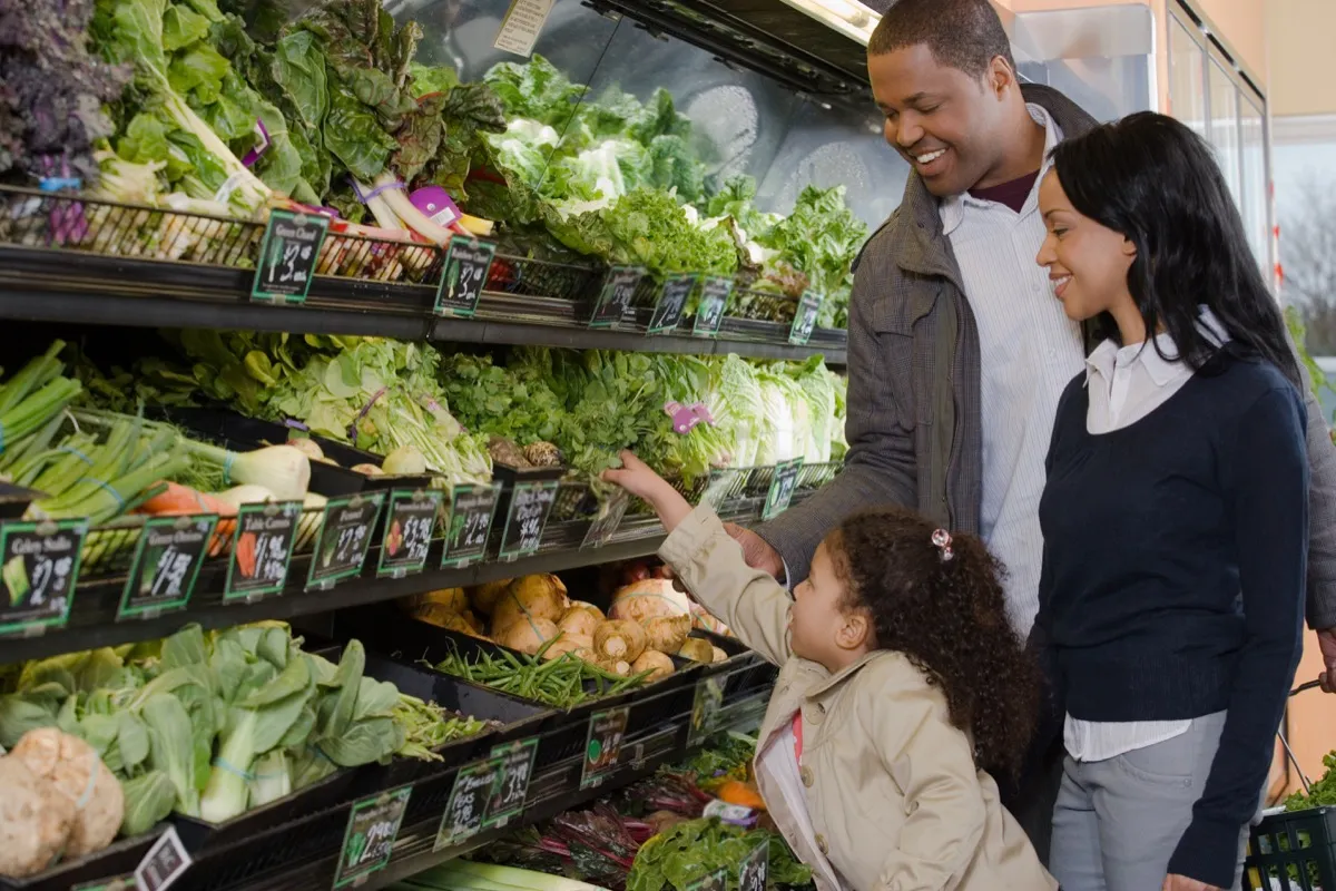 family shopping in a supermarket