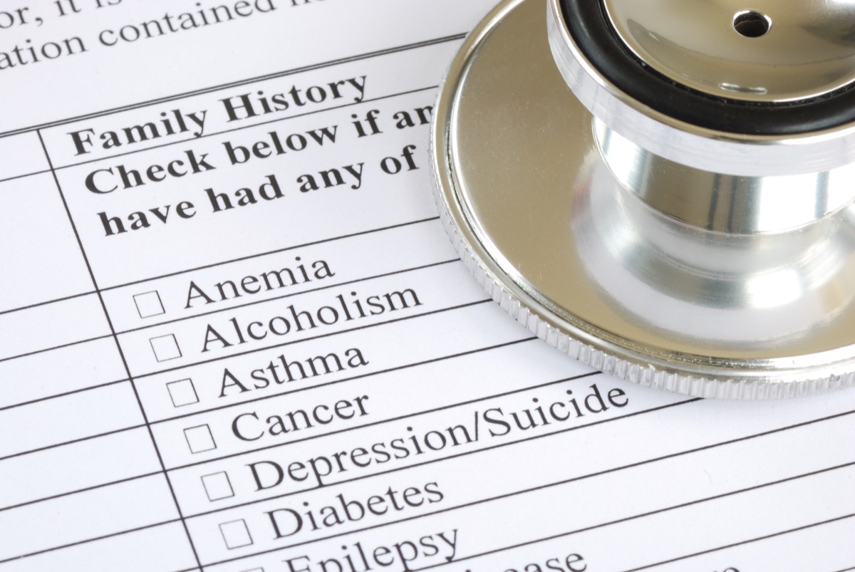 Fill out the family history section in the medical questionnaire