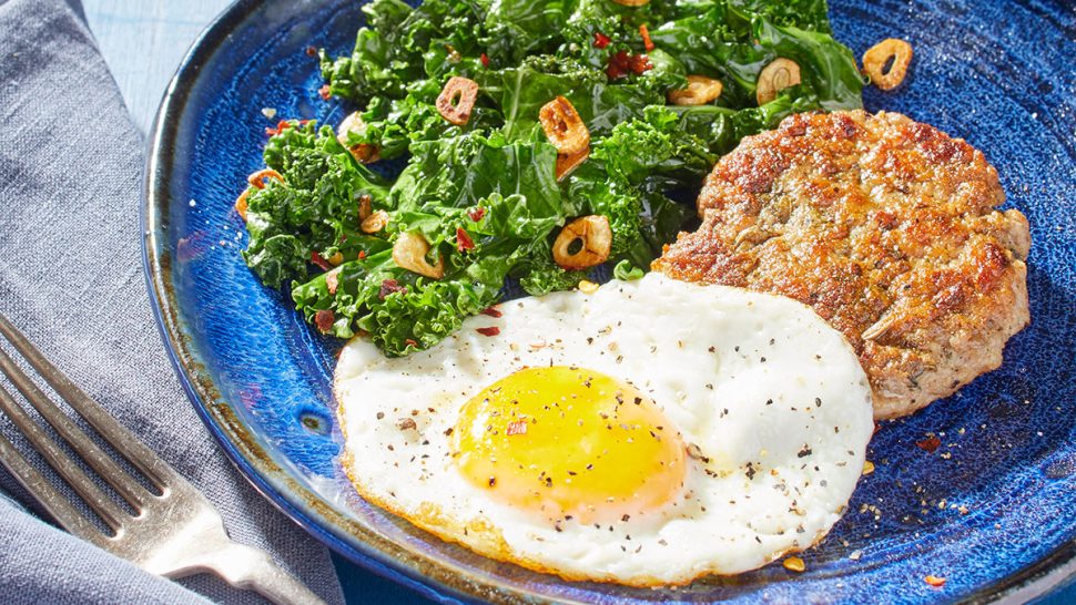 Keto Eggs and Sausage With Sautéed Greens Recipe Eat This Not That