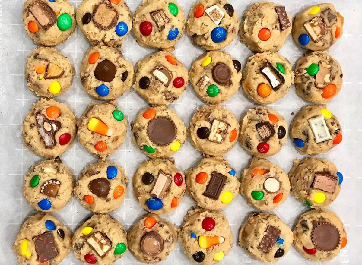 Leftover Halloween Candy Cookie Dough - The BakerMama