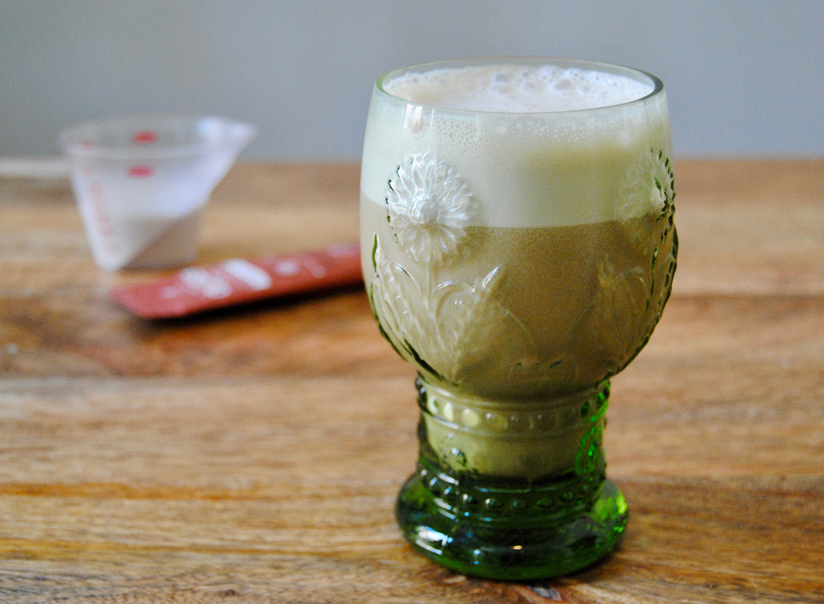 paleo iced coffee protein shake in glass