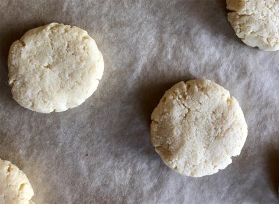 keto cream cheese cookies on parchment paper
