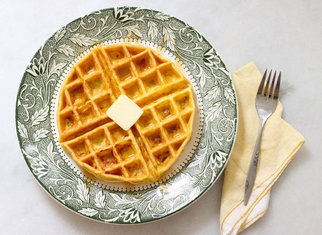 Finished keto waffle with butter