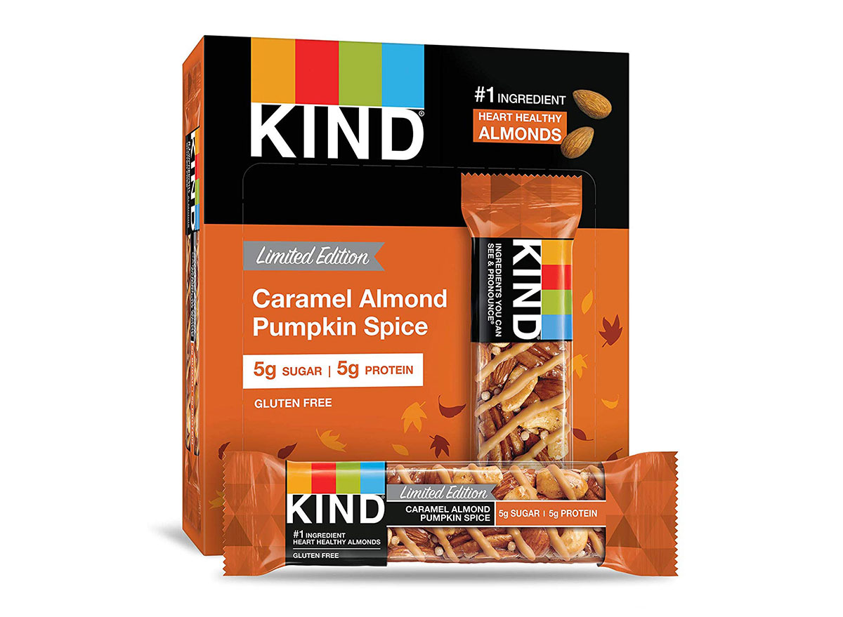 kind caramel almond pumpkin spice bars