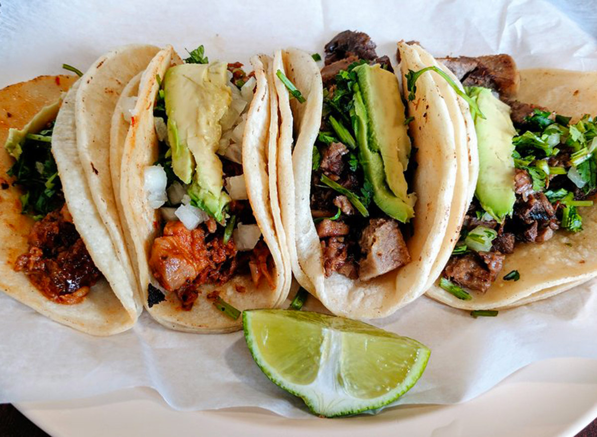 massachusetts taqueria el amigo spread of four tacos