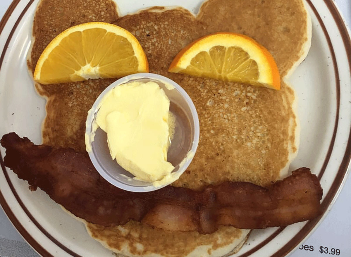 Mickey mouse shaped pancakes at Jody's diner