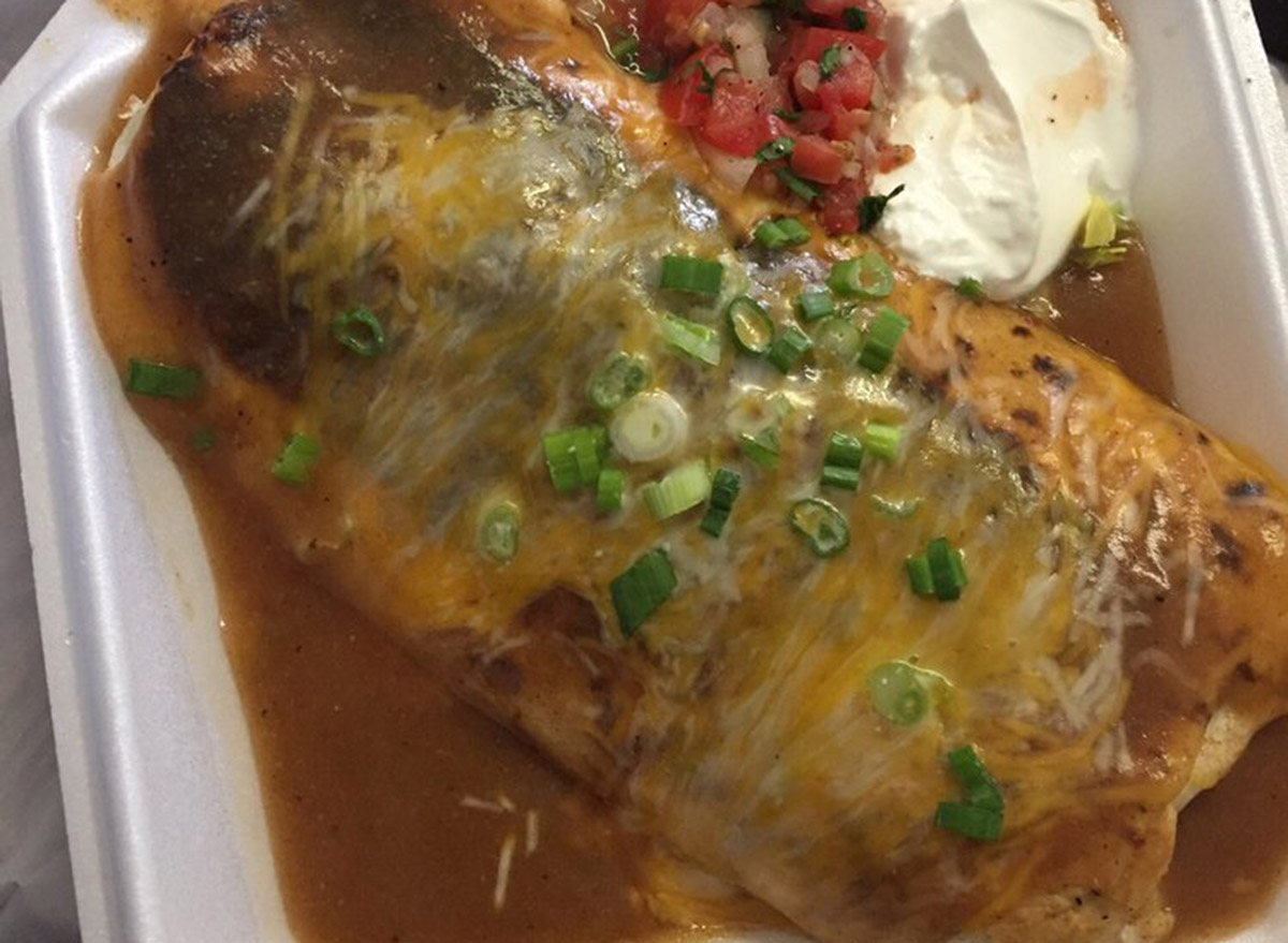 montana el vaquero burrito smothered with cheese