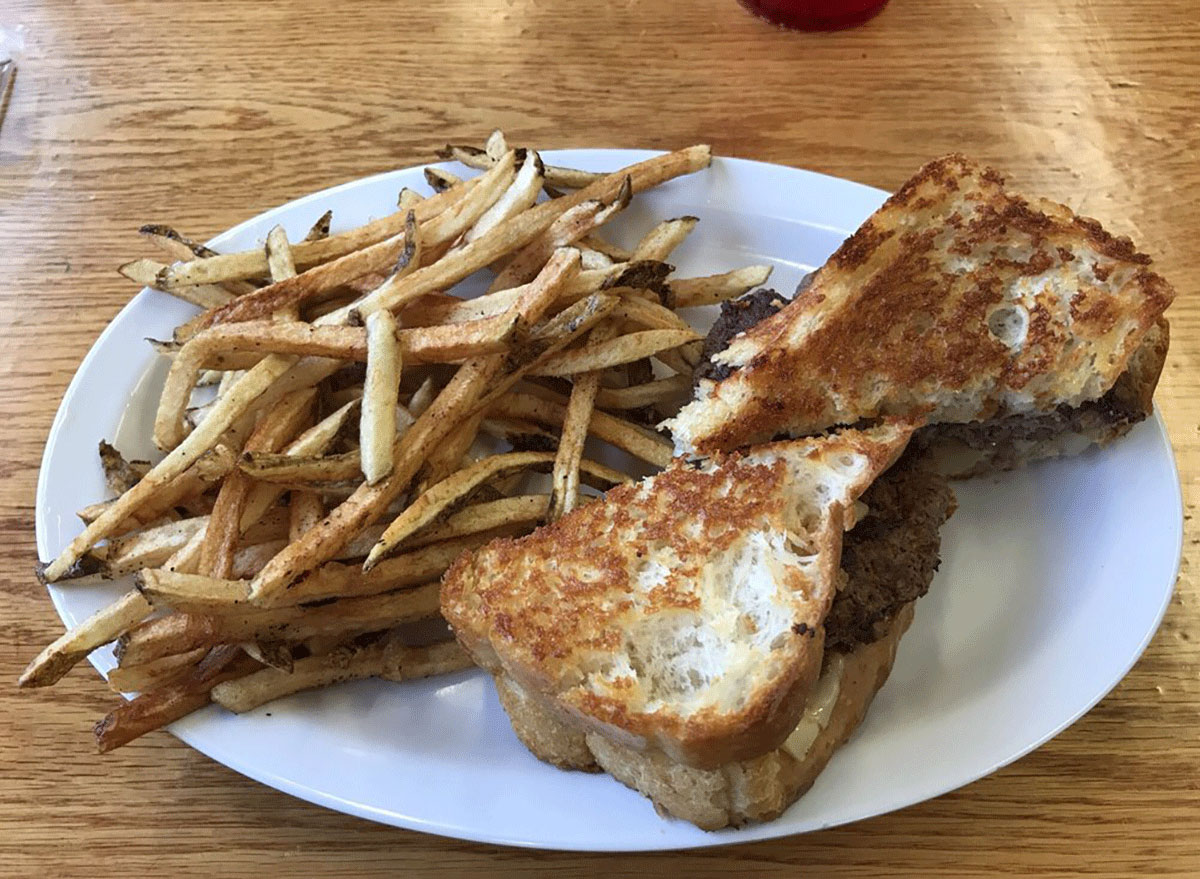 Patty melt with fries at old lighthouse diner