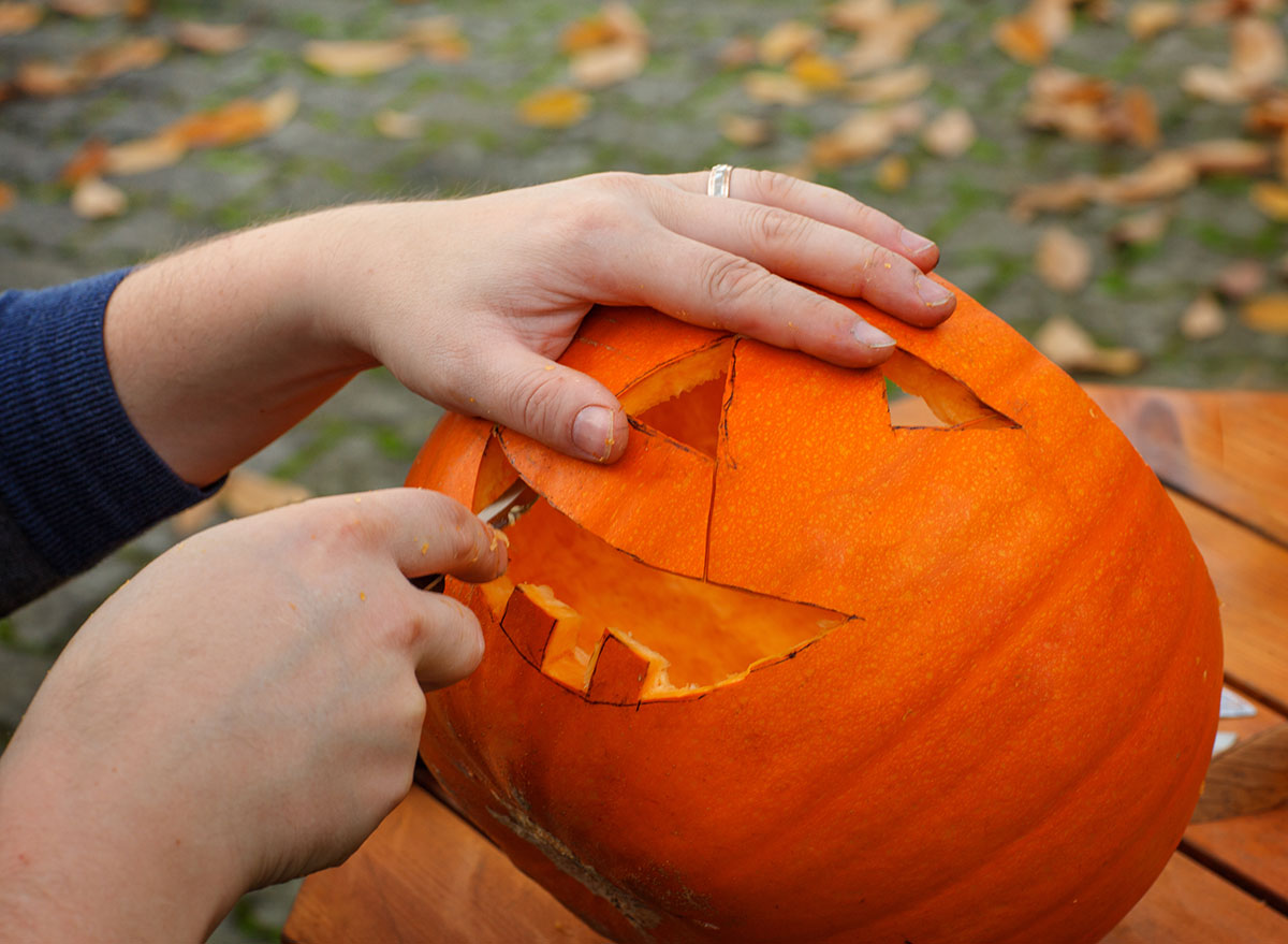 hollowing out a pumpkin