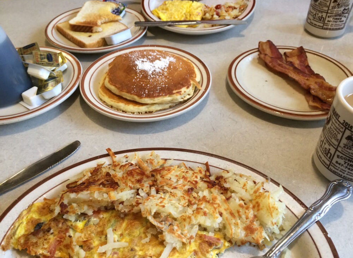 Plates of breakfast foods at Rays Family Restaurant in Illinois
