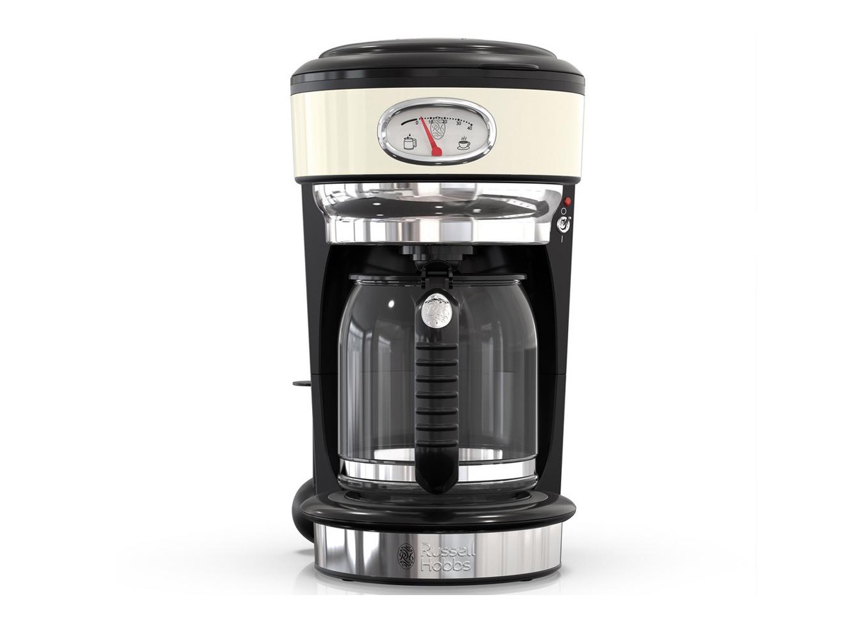 black retro coffee maker on white background