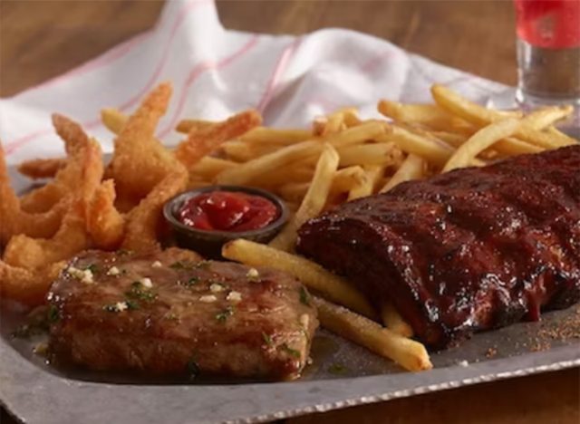 Ruby Tuesday Rib Eye, Ribs, and Crispy Shrimp Combo 