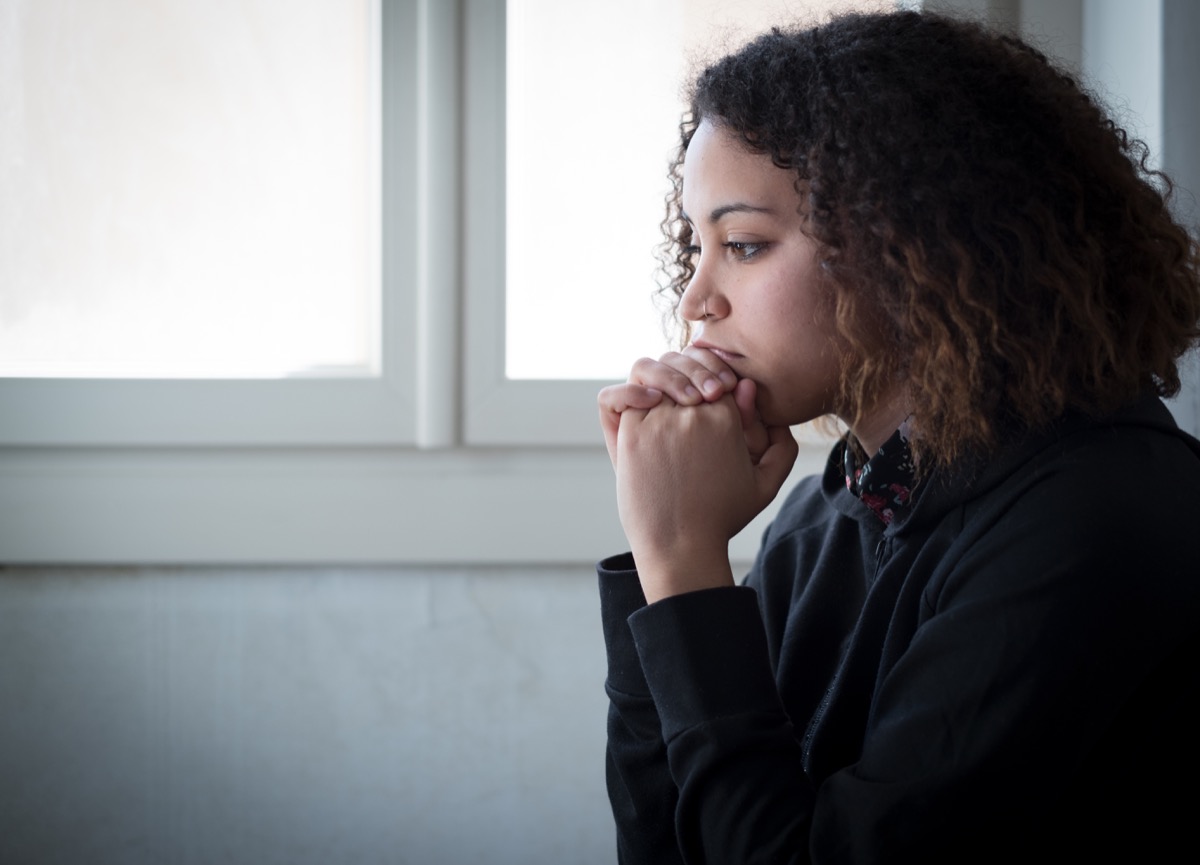 Sad and lonely woman feeling depressed