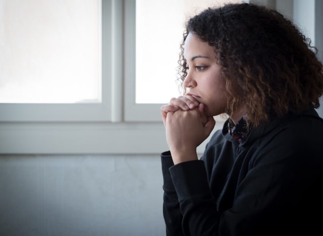 Sad and lonely woman feeling depressed