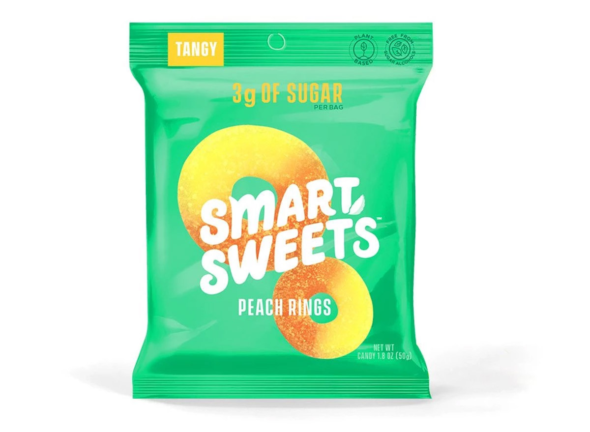 smart sweets peach rings in packaging