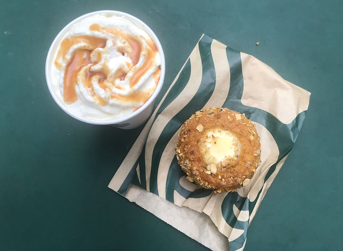 starbucks caramel apple spice drink and pumpkin cream cheese muffin