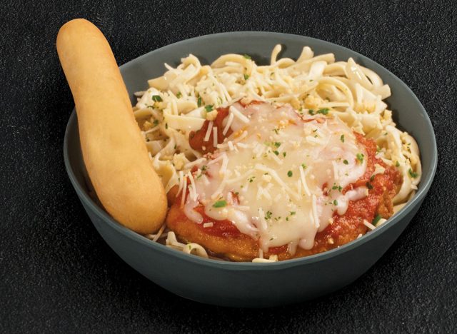 Chicken Parm Pasta with breadstick