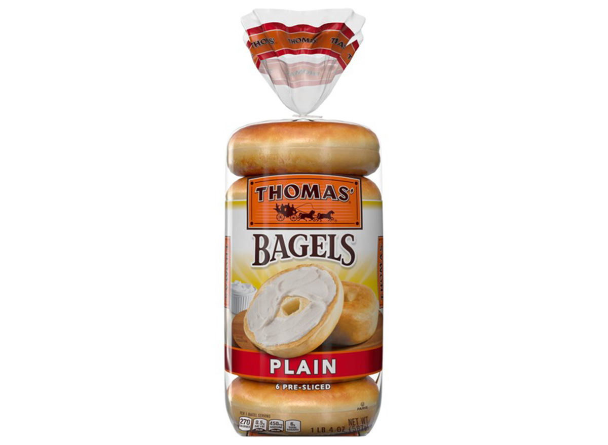 thomas plain bagels in packaging