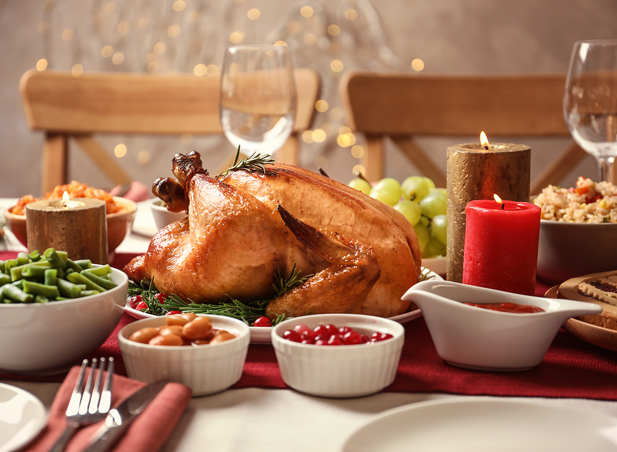 turkey at the center of thanksgiving day feast