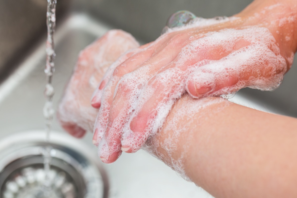 Washing hands with soap