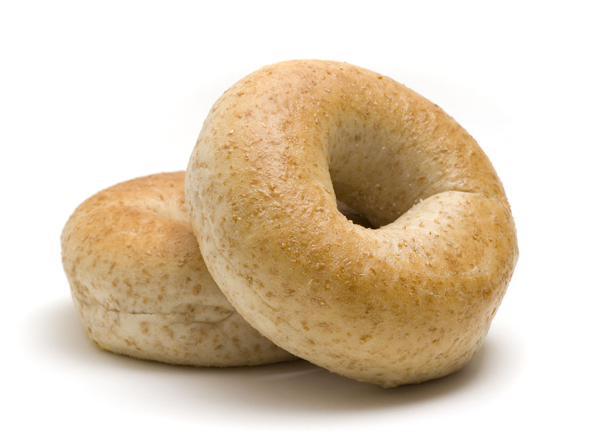 two whole wheat bagels
