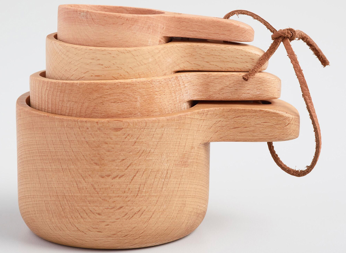wooden measuring cups stacked within one another