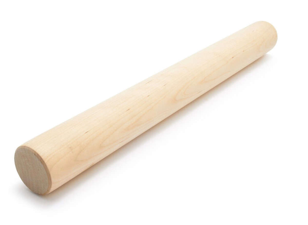 wooden rolling pin white background