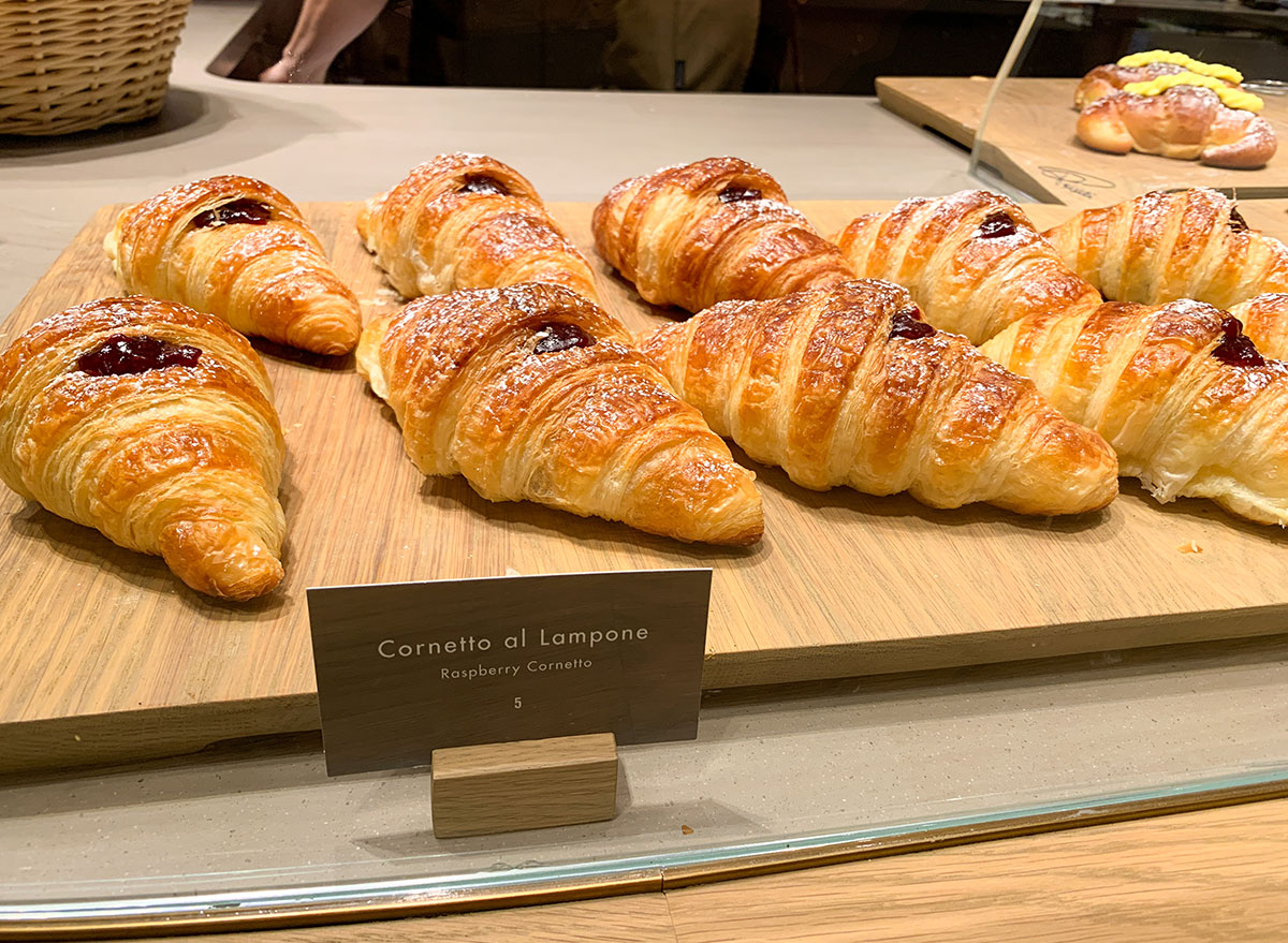 Raspberry croissants on display at Starbucks Reserve