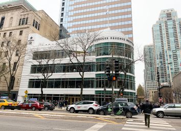 Outside the Chicago Starbucks Roastery on Michigan Avenue