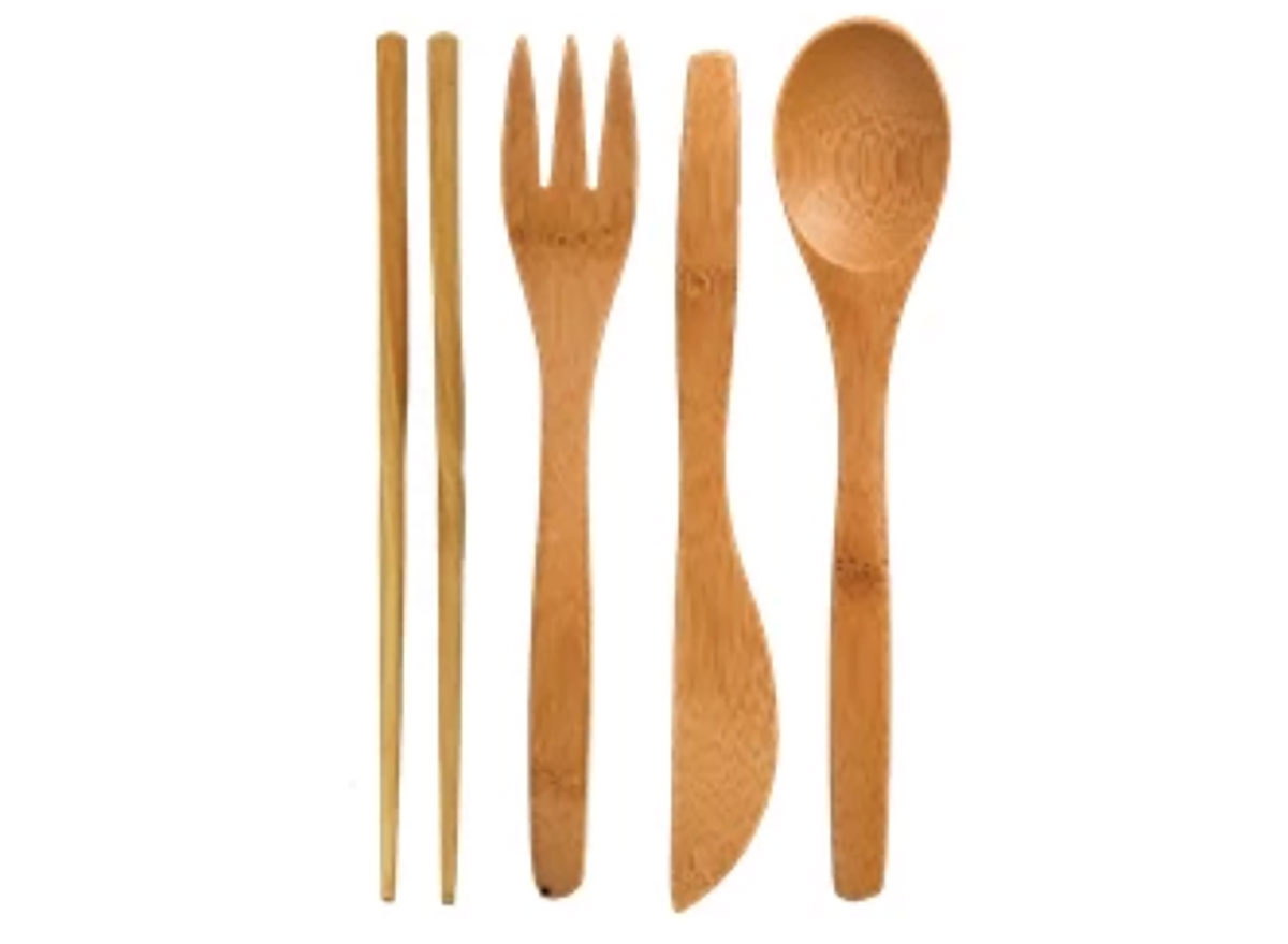 bamboo utensil set fork spoon knife chopsticks