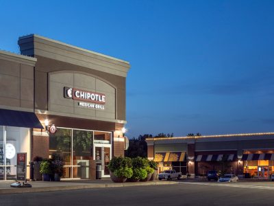 chipotle mexican grill storefront at nighttime