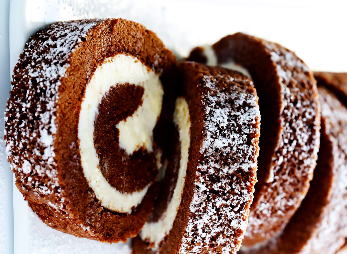 chocolate swiss roll slices