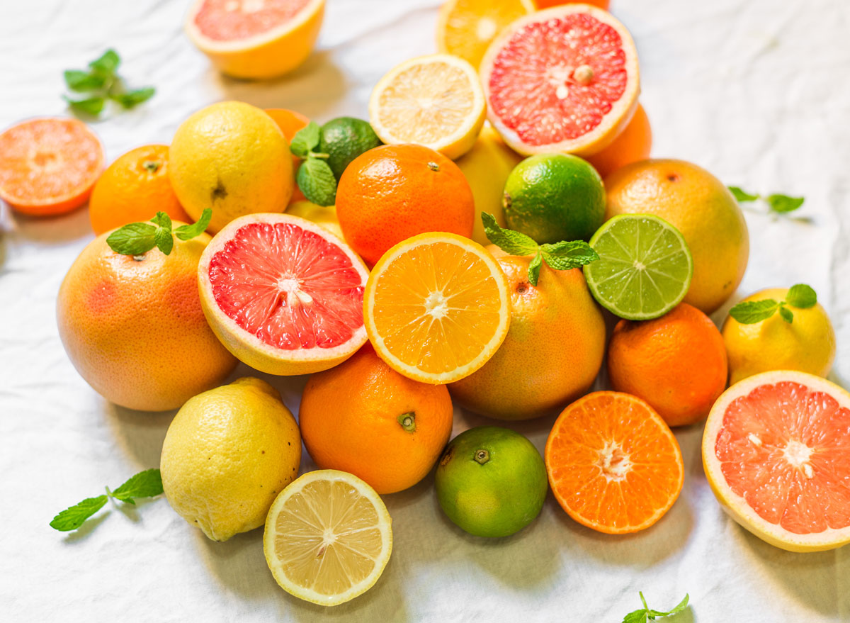 Citrus fruits orange lime lemon grapefruit