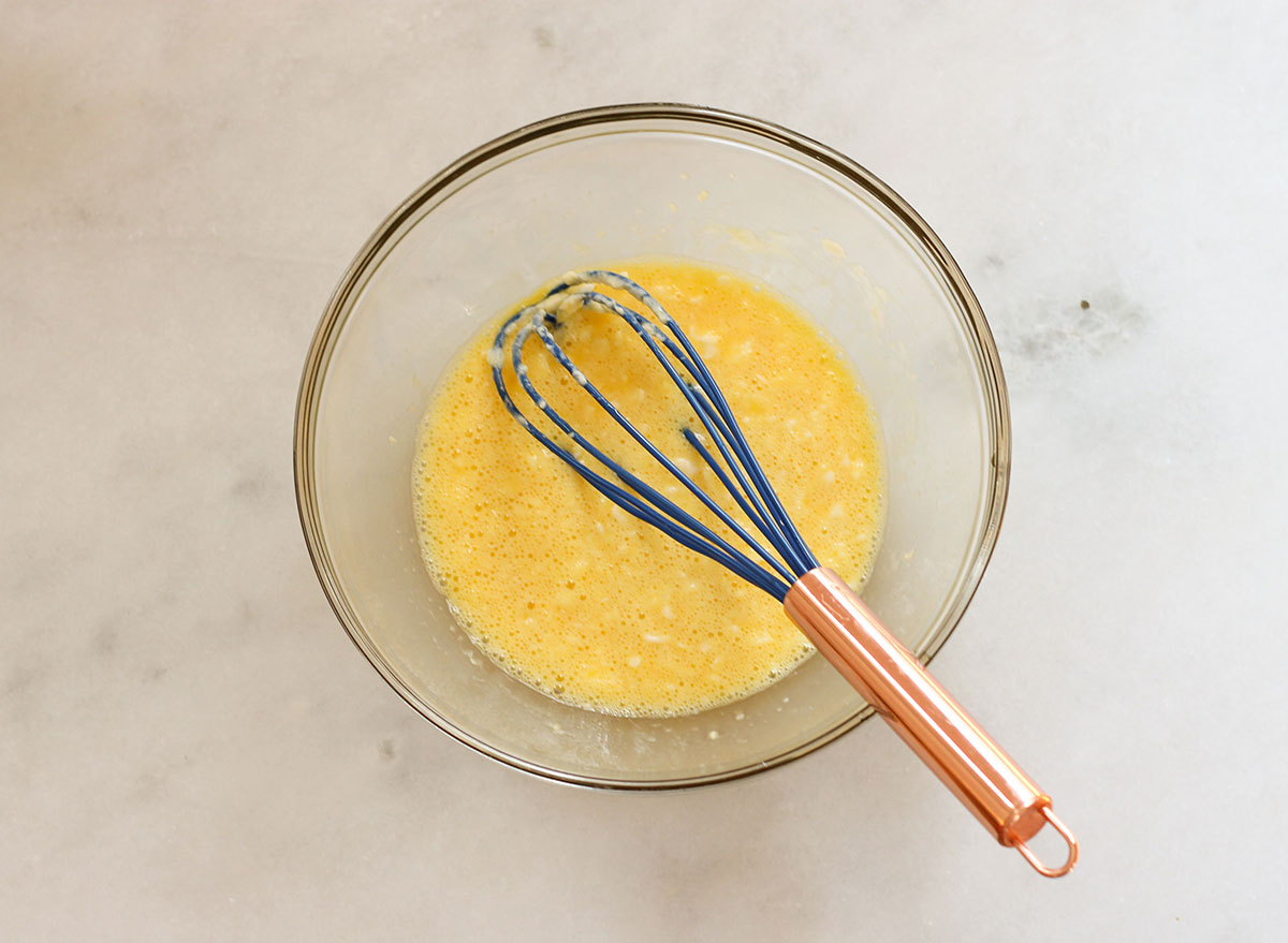Whisking together butter and eggs