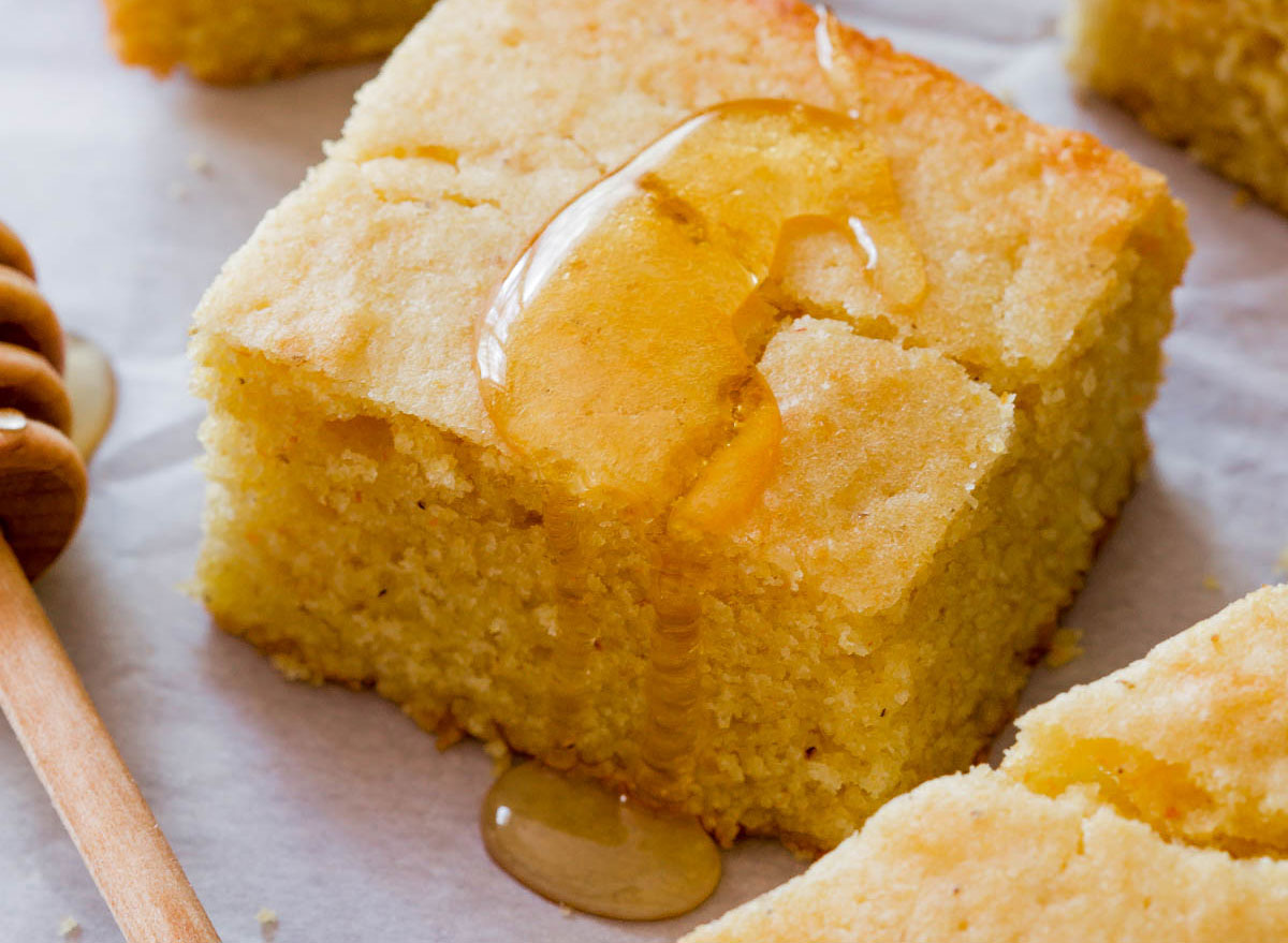 cornbread slice with honey