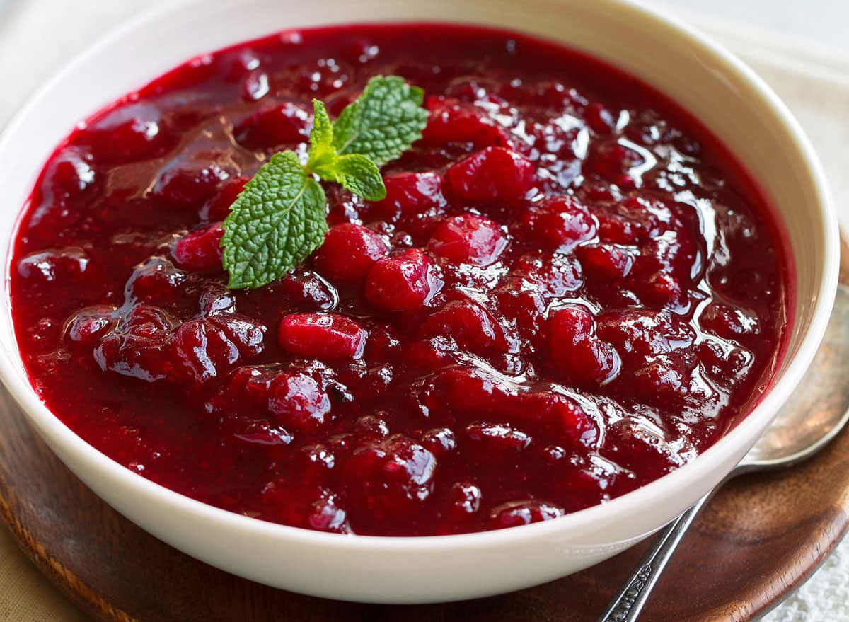 bowl of homemade cranberry sauce