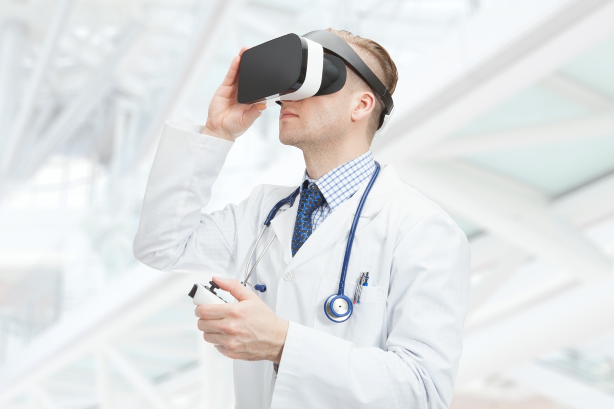 close up shot of doctor wearing virtual reality glasses
