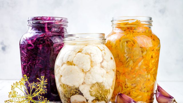 fermented foods in glass jars