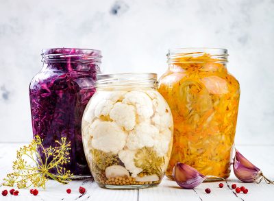 fermented foods in glass jars