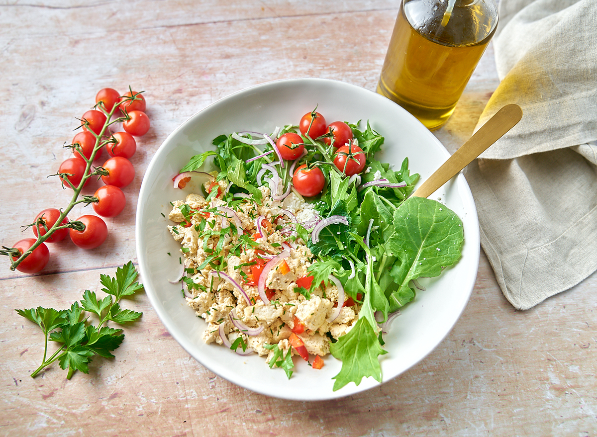 mediterranean tofu veggie scramble