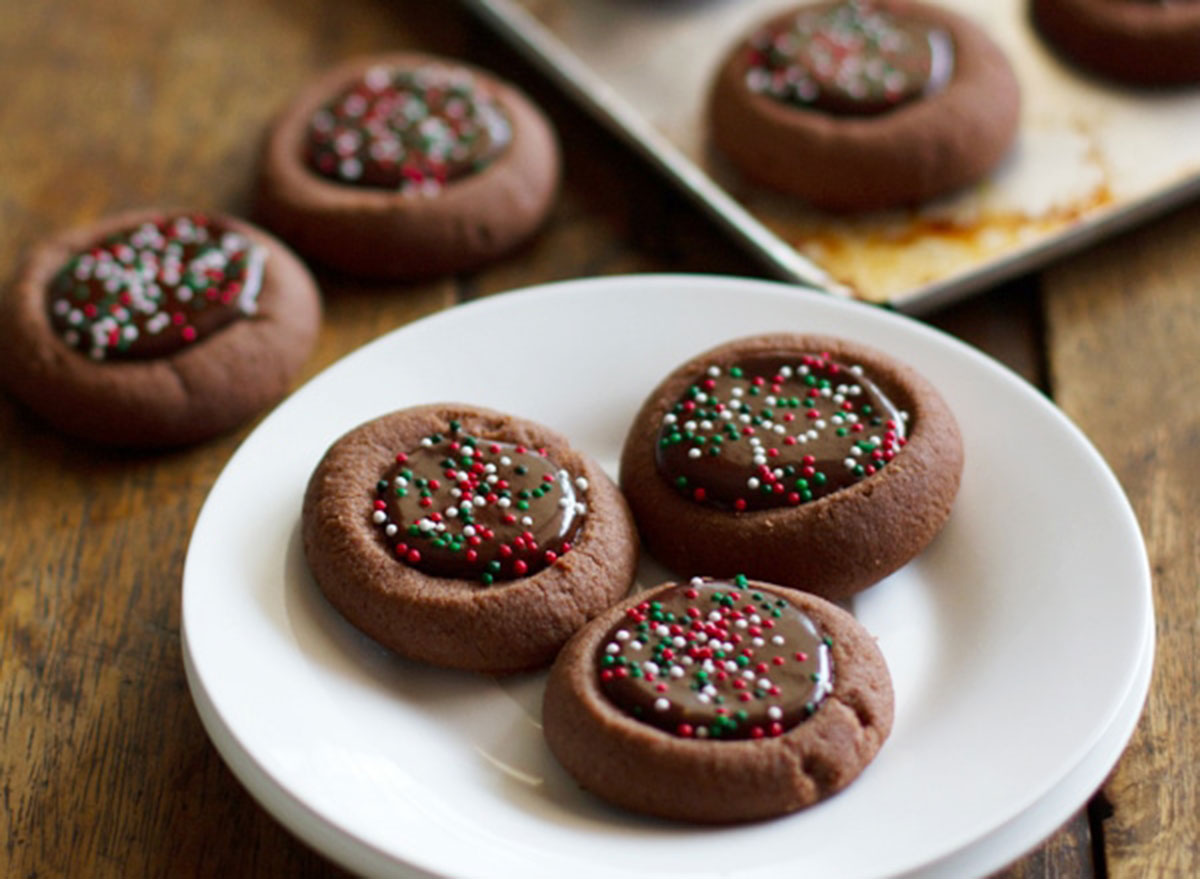 mini chocolate thumbprint cookies