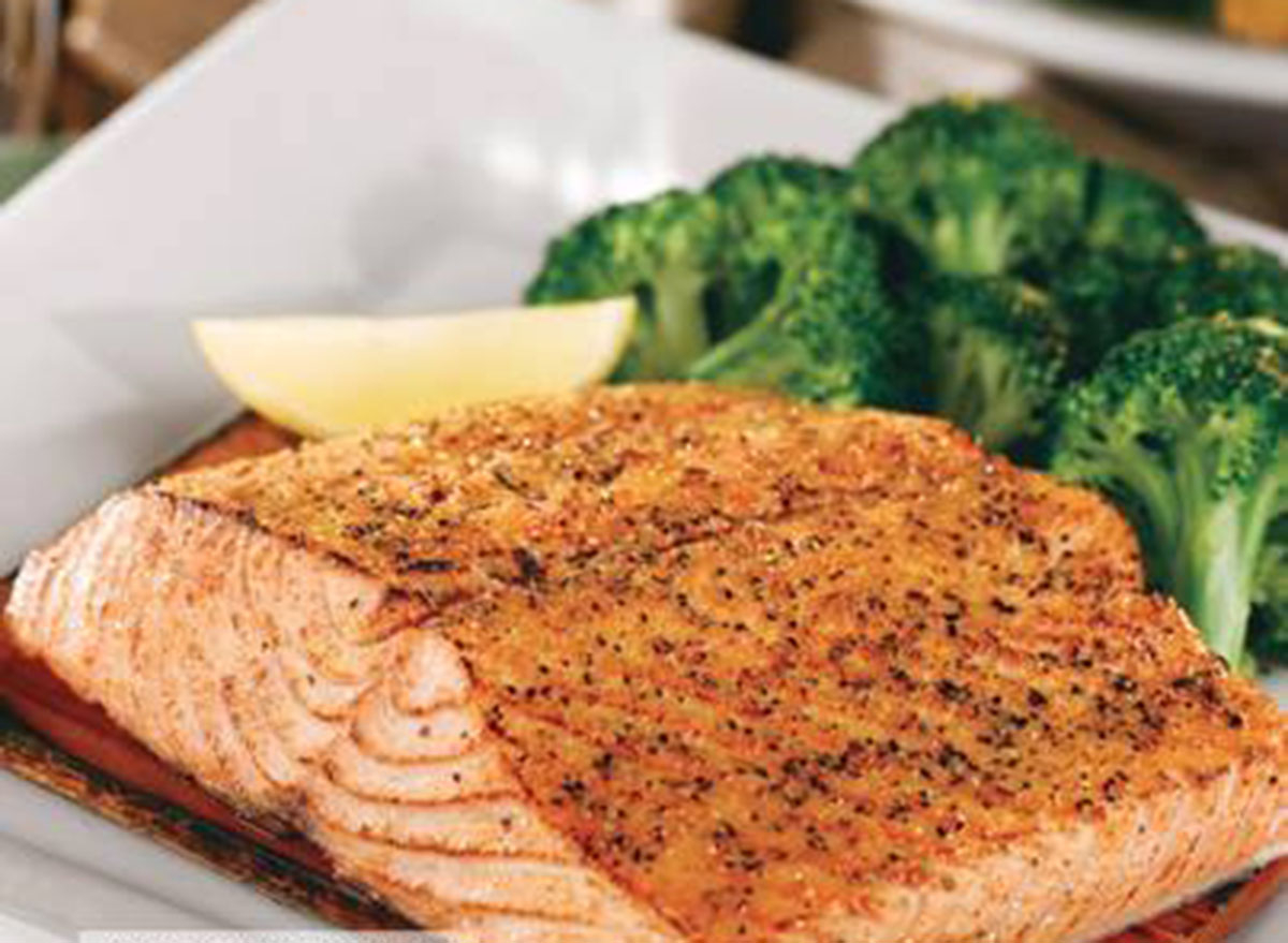 ocharleys fresh atlantic salmon with side of broccoli