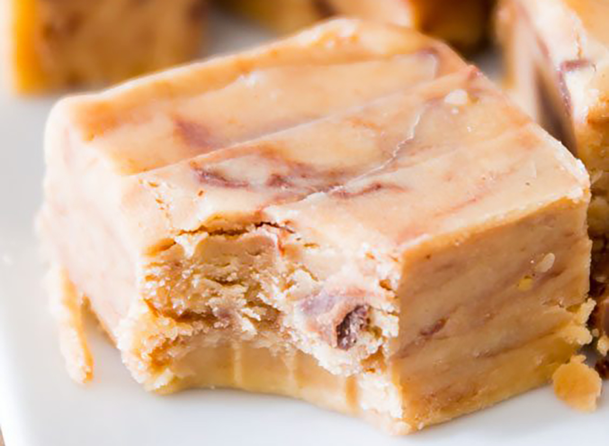 hunk of peanut butter fudge with bite out of it