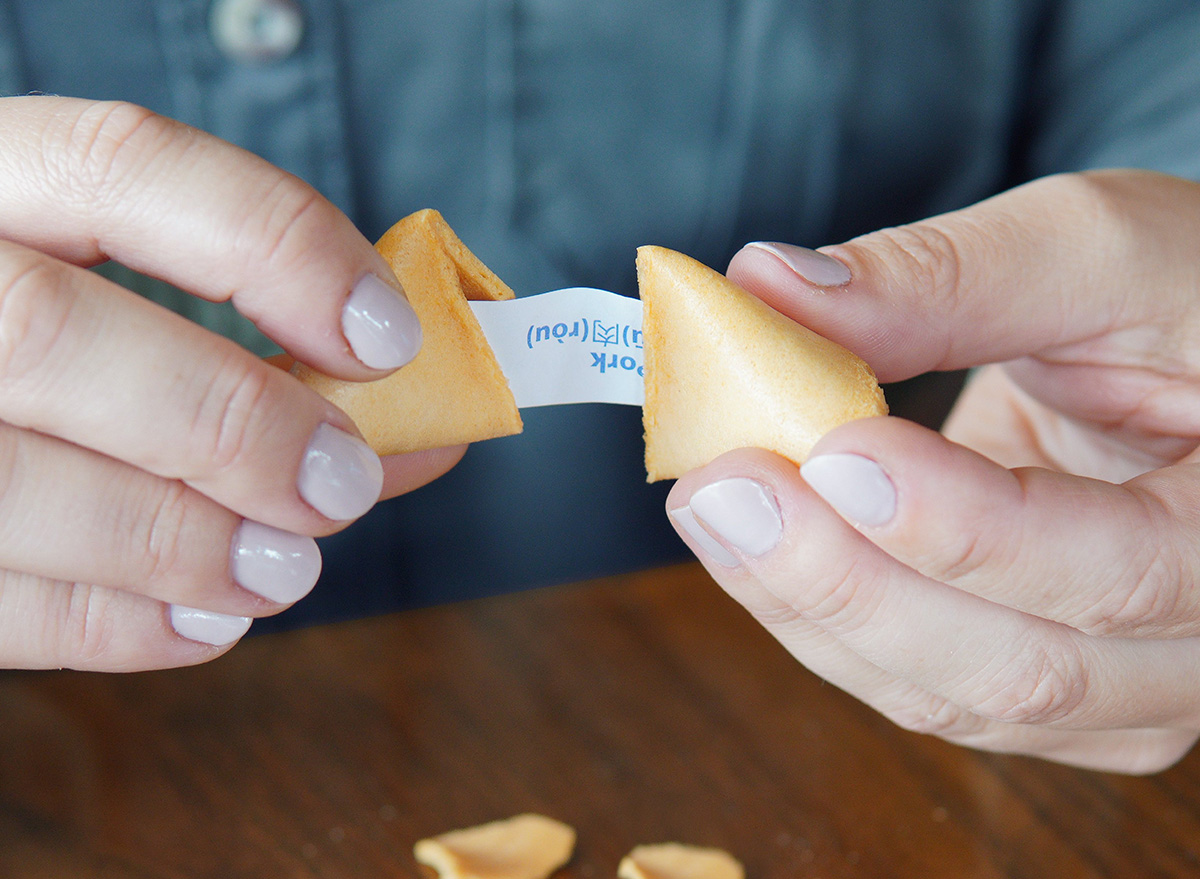 opening up a fortune cookie