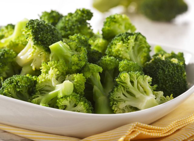 plain roasted broccoli in white bowl