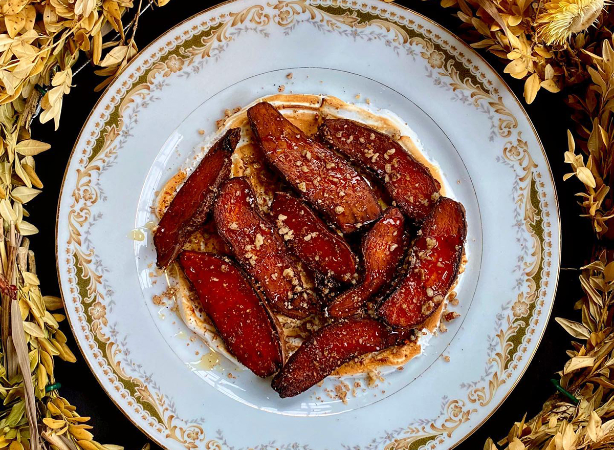 plate of roasted sweet potatoes