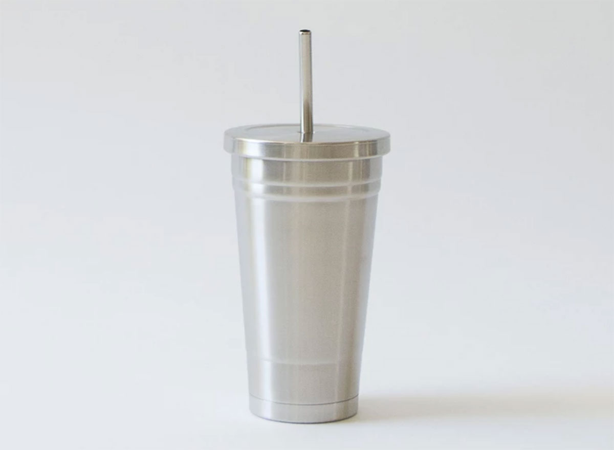 stainless steel tumblr with straw