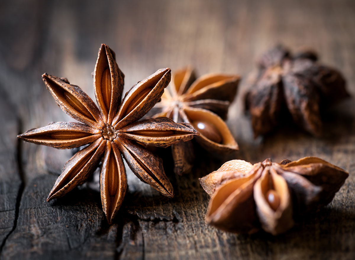 star anise on wooden surface