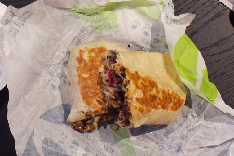 taco bell chipotle grilled burrito closeup